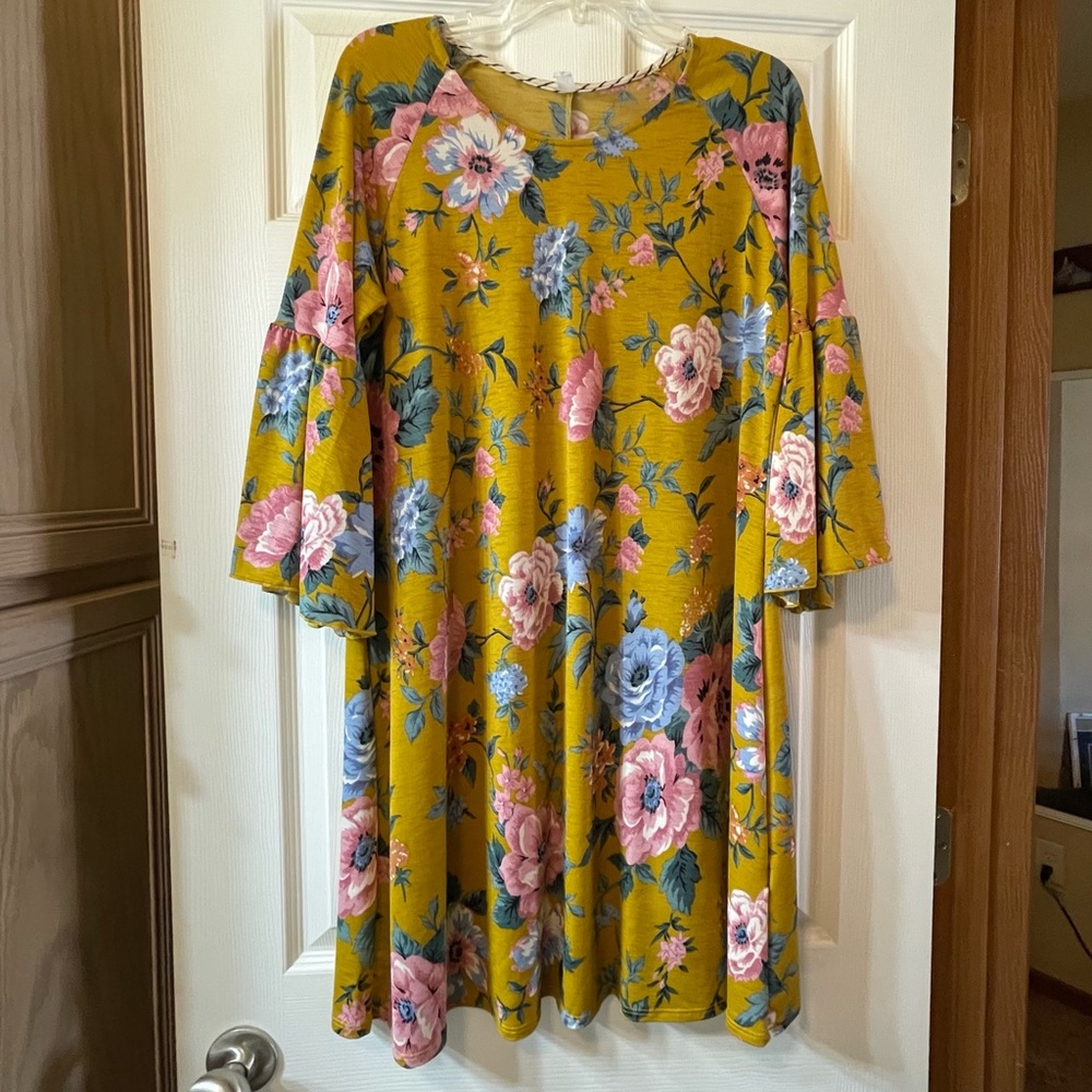 Mustard Yellow Bell Selves Dress